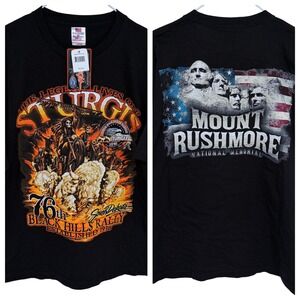 NEW Sturgis Bike Rally 2016 Graphic T Shirt Large Double Sided Mt. Rushmore‎